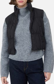 Blu Pepper Collared Water Repellent Cropped Puffer Vest