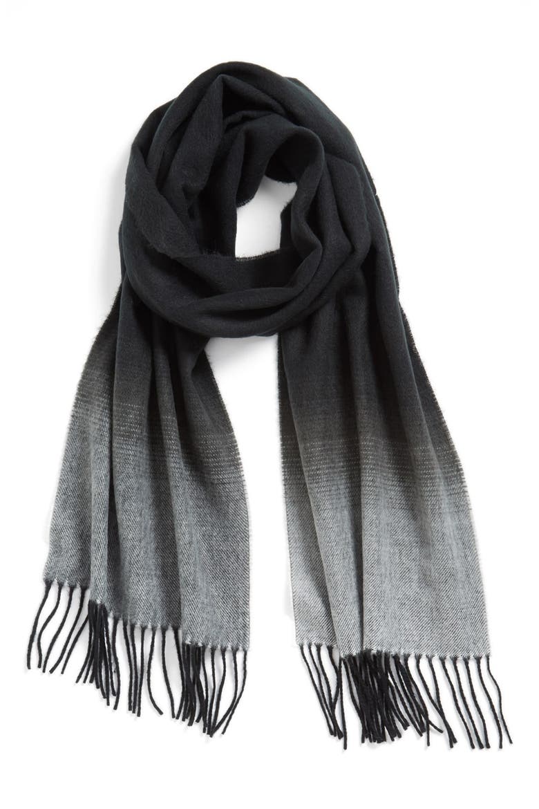 'Softer Than Cashmere' Plaid Scarf, Main, color, BLACK OMBRE