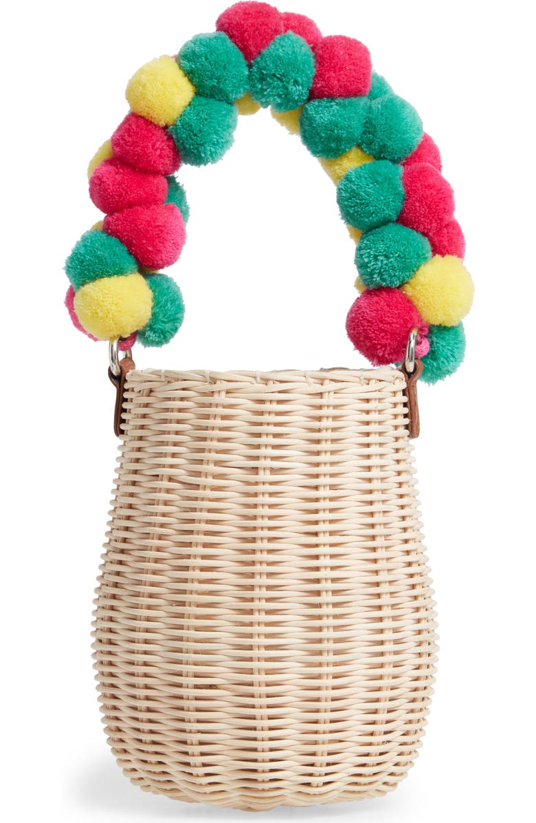 Halogen<sup>®</sup> x Atlantic-Pacific Pompom Wicker Bag, Alternate, color,
