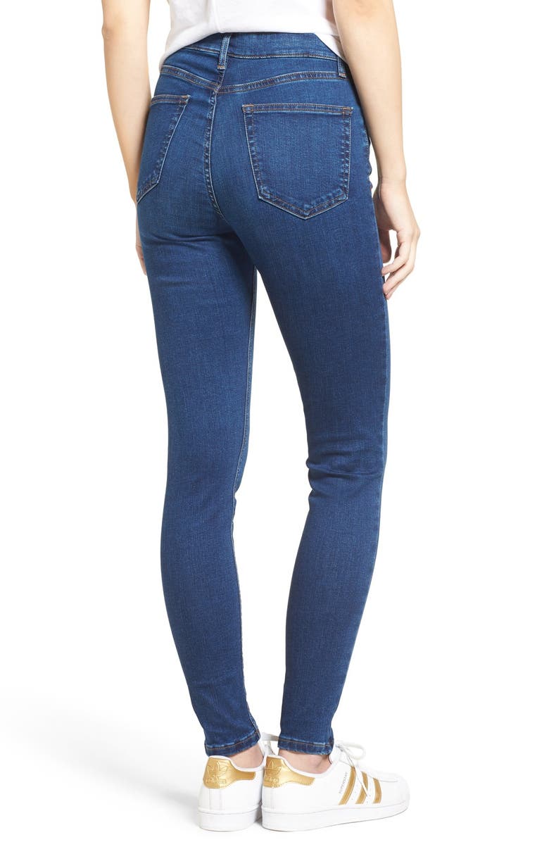 Topshop Jamie High Waist Ankle Skinny Jeans, Alternate, color, Navy Blue