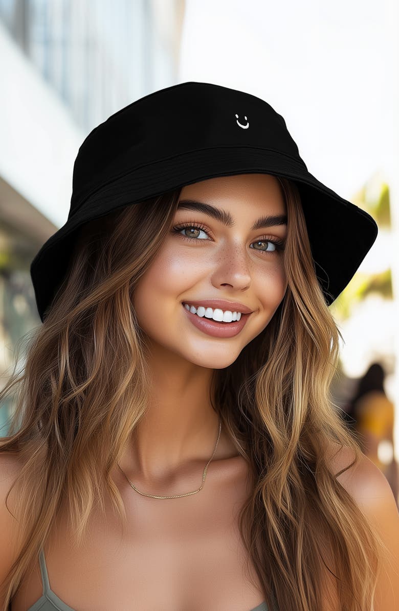 Dalix Lil Smile Bucket Hat, Alternate, color, Black