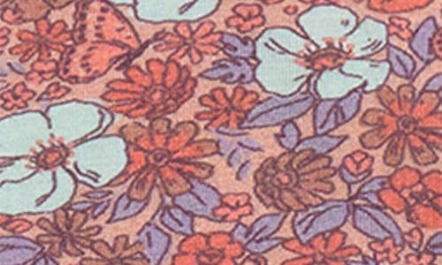 Hatley Floral Ruffle Zip Footie In Sepia Rose
