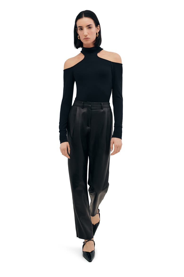Cairo Cutout Mock Neck Top, Alternate, color, BLACK