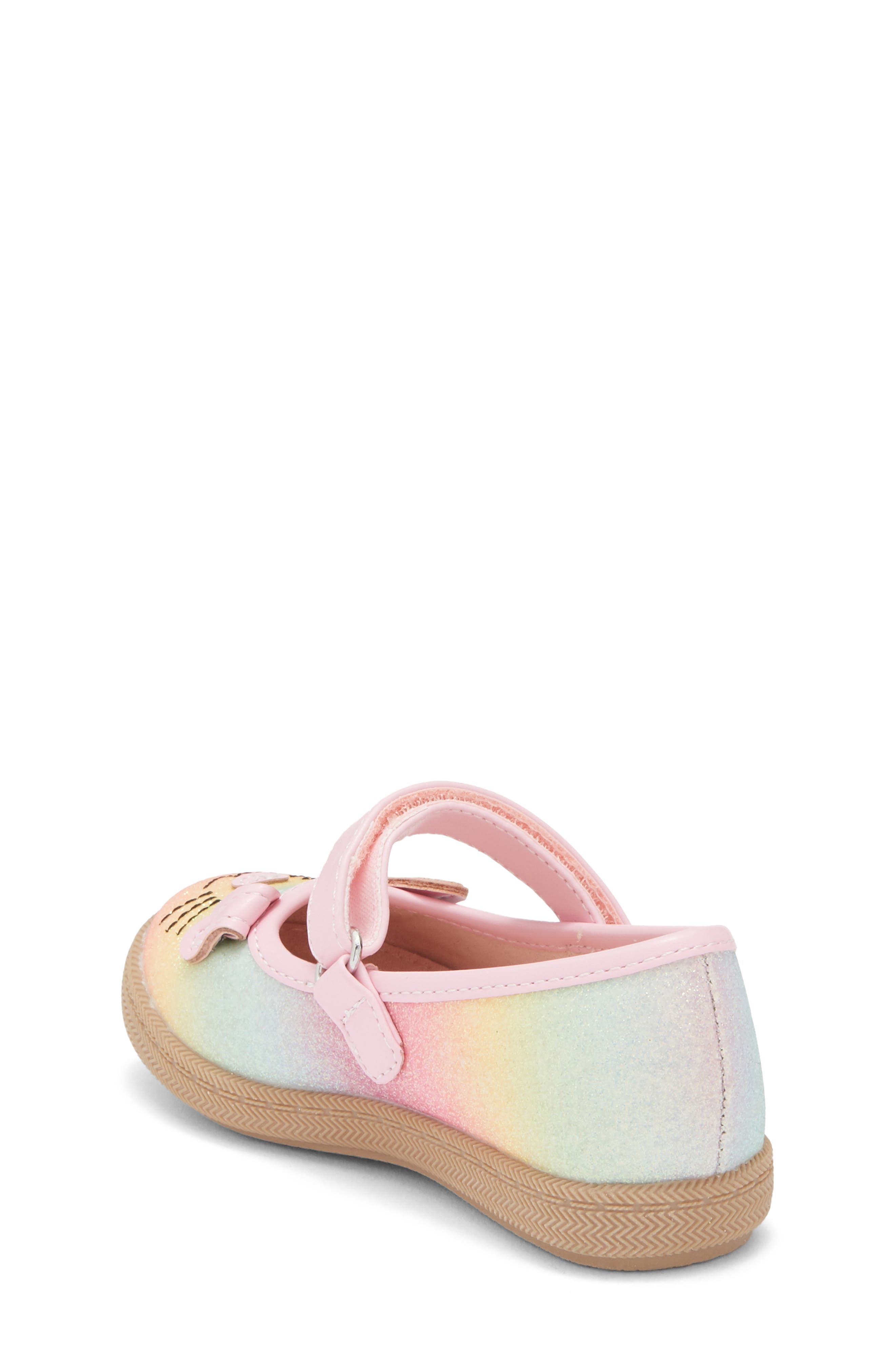 Kids' Bunny Critter Mary Jane Flat, Alternate, color, RAINBOW GLITTER