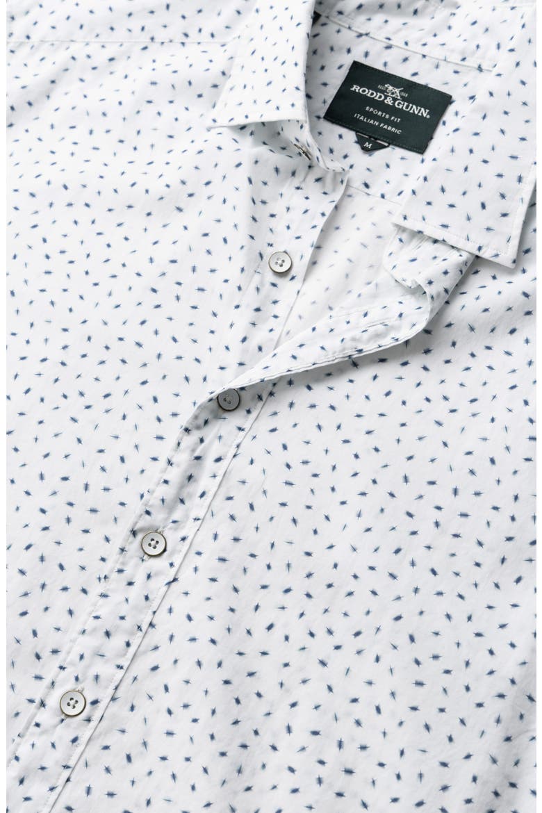 Raview Scatter Print Short Sleeve Cotton Button-Up Shirt, Alternate, color, BLANC