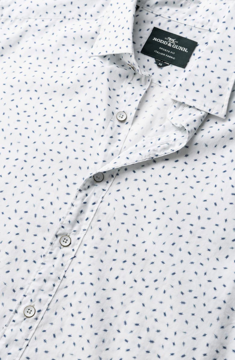 Rodd & Gunn Raview Scatter Print Short Sleeve Cotton Button-Up Shirt, Alternate, color, Blanc