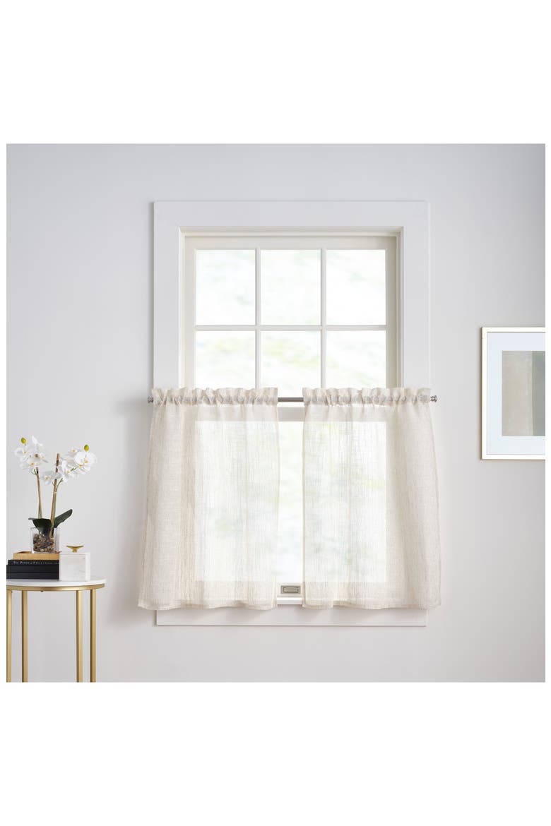 Set of 2 Classic Sheer Tier Curtain Panels, Alternate, color, LINEN
