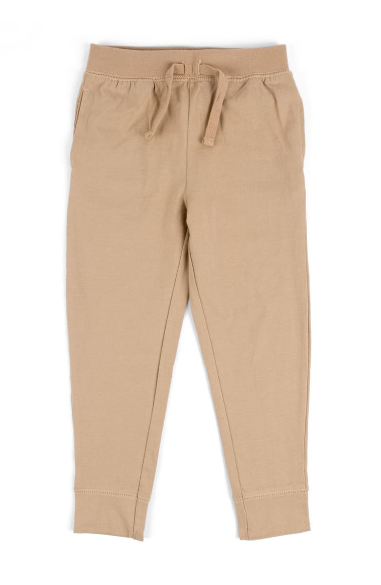 Leveret Kids 100% Cotton Lightweight Jogger Pants, Alternate, color, Beige
