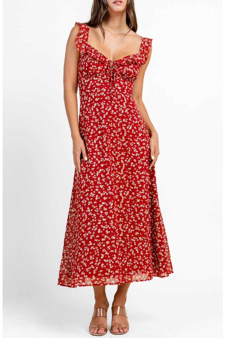 Chiffon Print Maxi Dress, Main, color, RED