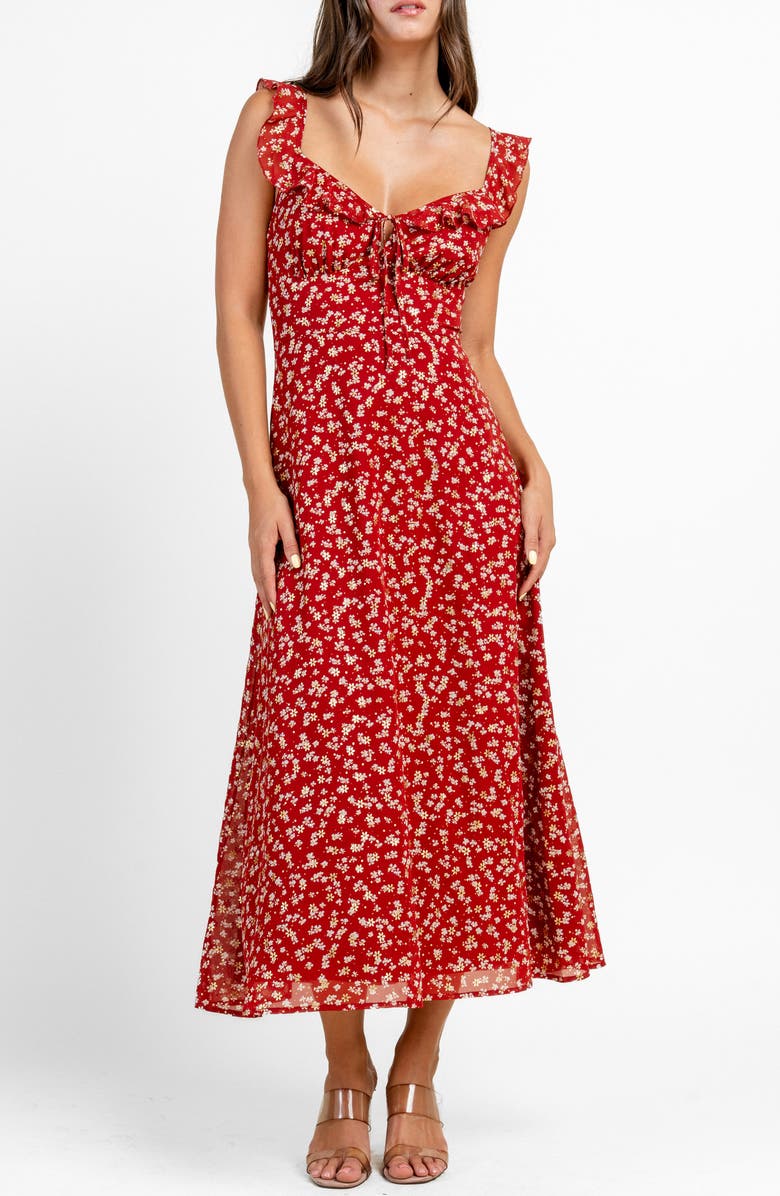 Beivy Chiffon Print Maxi Dress, Main, color, Red