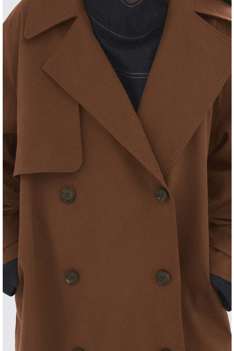 Long Double Breasted Trench Coat, Alternate, color, BROWN