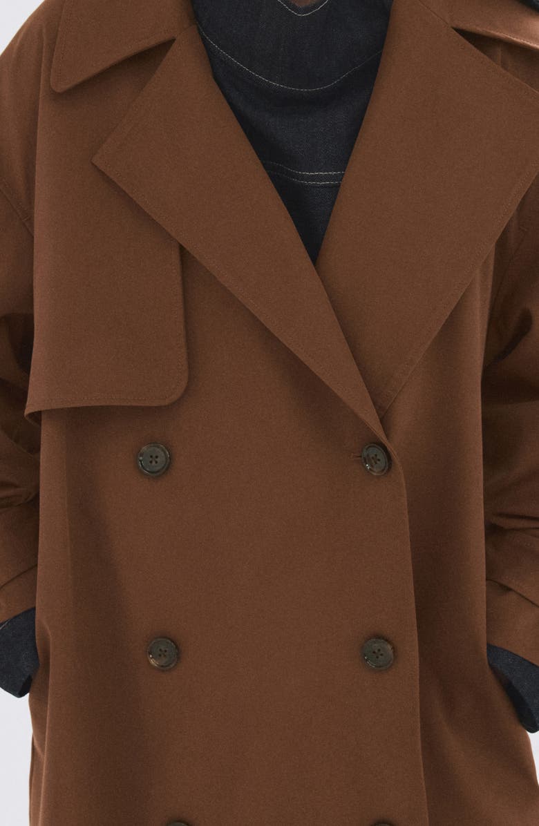 MANGO Long Double Breasted Trench Coat, Alternate, color, Brown