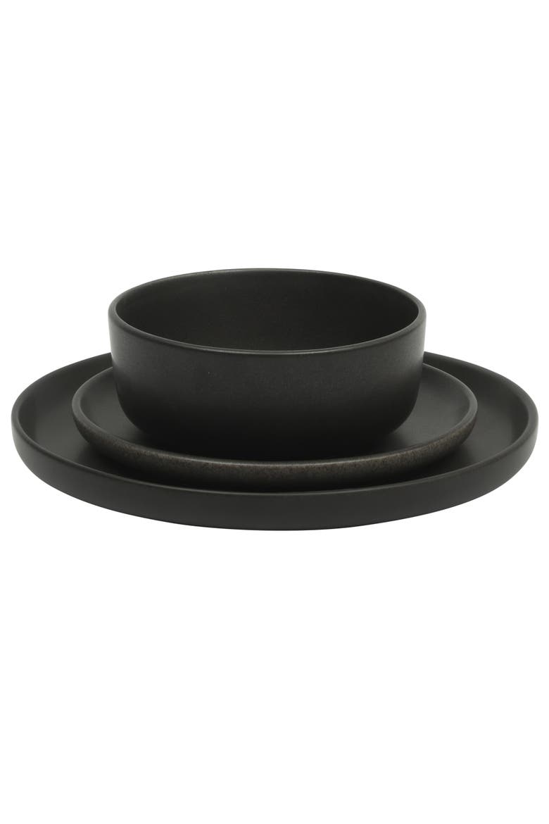 Pasco 12-Piece Reactive Glaze Stoneware Dinnerware Set, Alternate, color, Matte Black