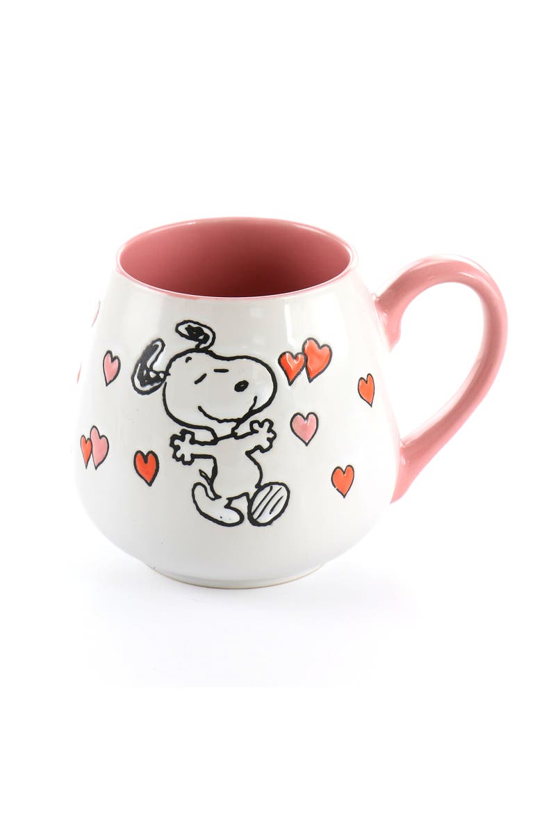 PEANUTS Mothers Baby 4 Piece 20 Ounce Stoneware Belly Mug Set and Pink, Alternate, color, White