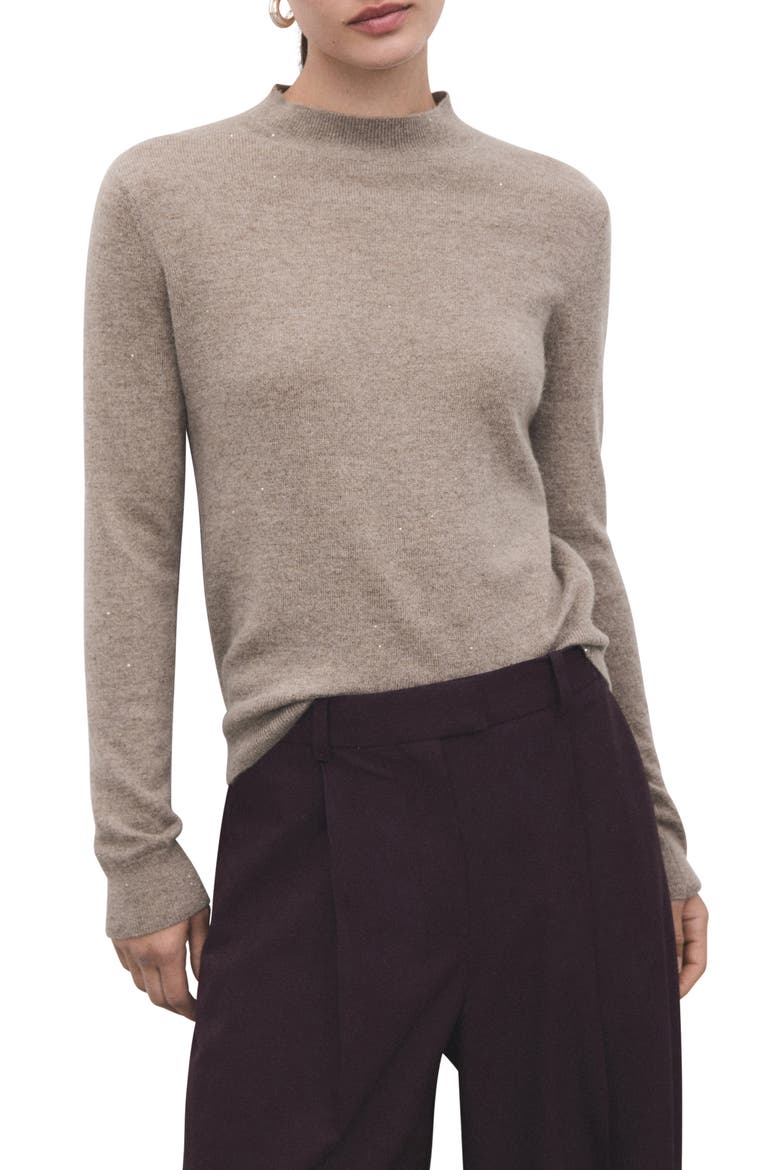 Metallic Mock Neck Sweater, Main, color, LIGHT/ PASTEL GREY