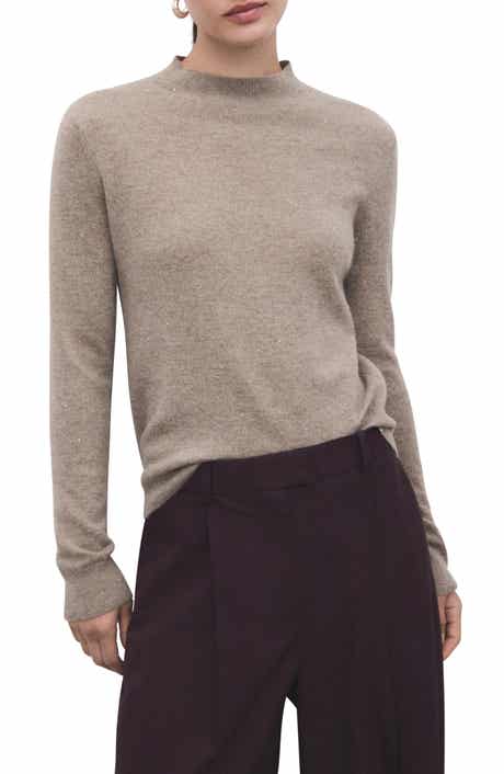 MANGO Metallic Mock Neck Sweater