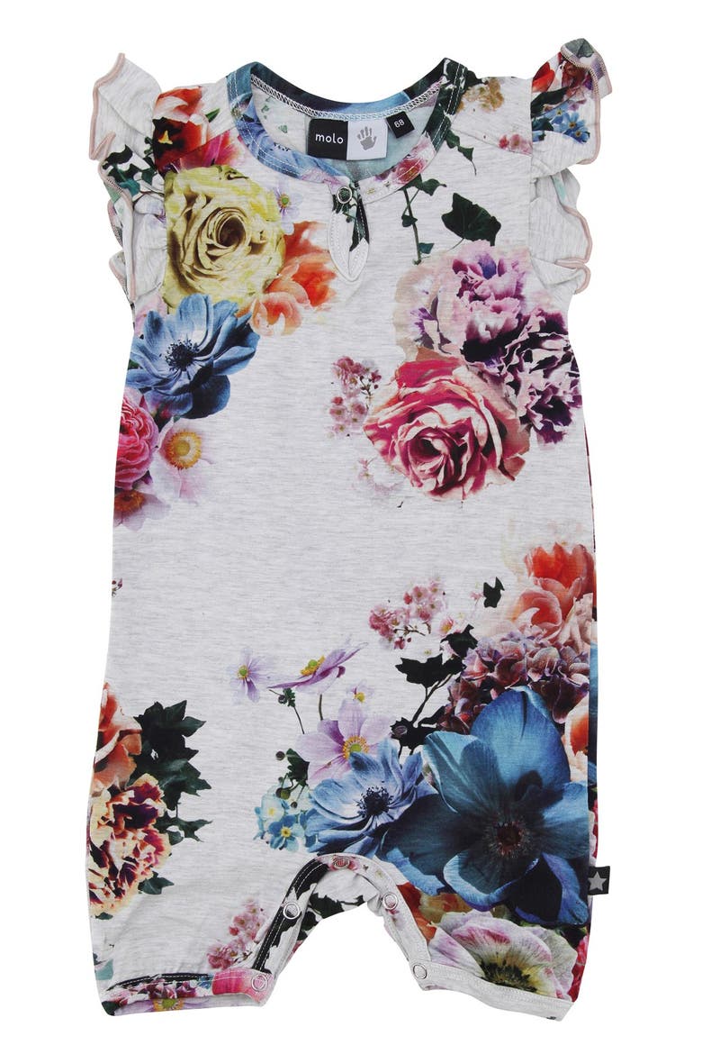 Floral Print Frill Sleeve Romper, Main, color, FLORAL