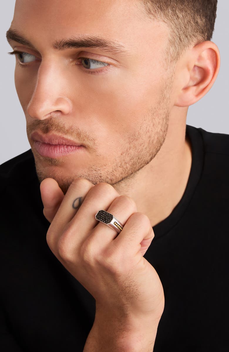 LAGOS Men's Anthem Black Diamond Pavé Signet Ring, Alternate, color, Black