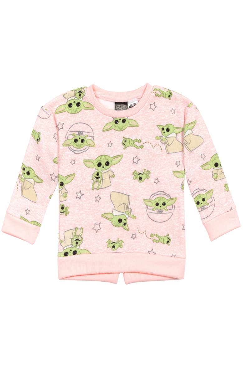Baby Yoda The Mandalorian Sweatshirt & Leggings Set, Alternate, color, Pink/Green