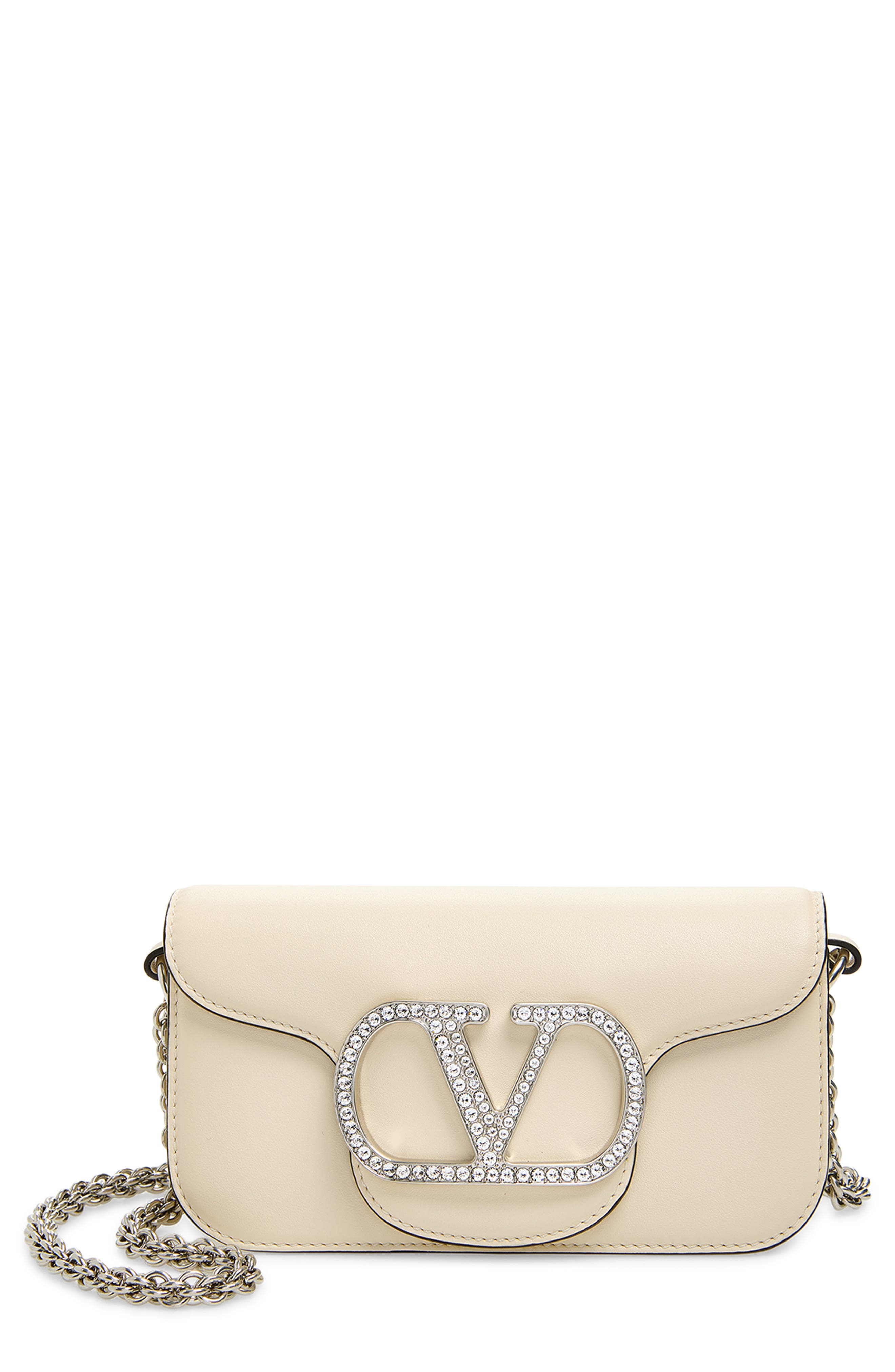 Small Locò Leather Shoulder Bag, Main, color, LIGHT IVORY