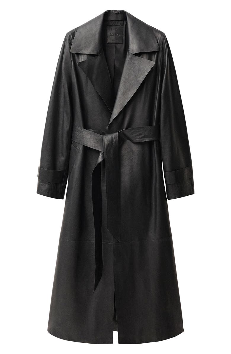 MANGO Leather Trench Coat, Main, color, 