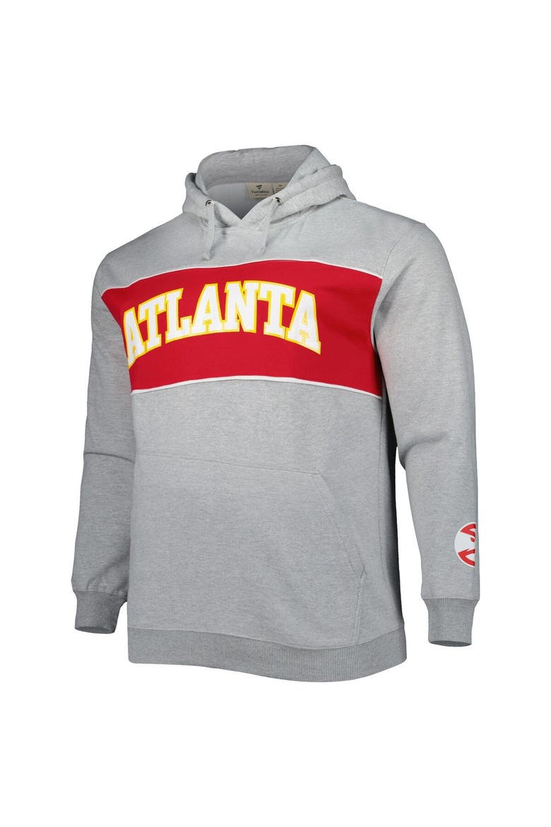 Men's Fanatics Branded Heather Gray Atlanta Hawks Big & Tall Wordmark Pullover Hoodie, Alternate, color, Heather Gray