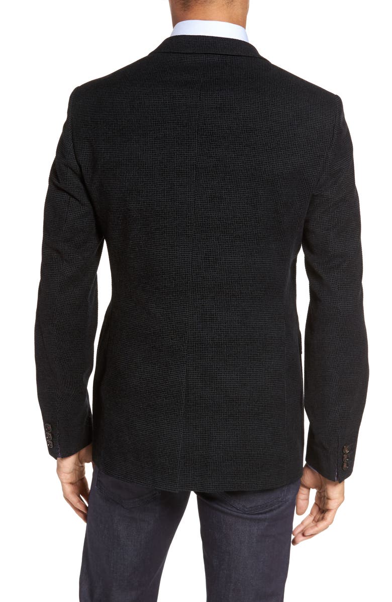 Ted Baker London Exhaust Slim Fit Velvet Flocked Blazer, Alternate, color, Black
