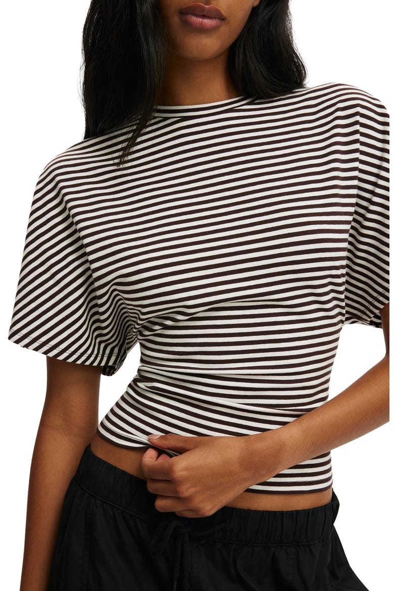 Women's Blair Batwing Short Sleeve Tee, Alternate, color, Madi Stripe Dark Oak Vintage