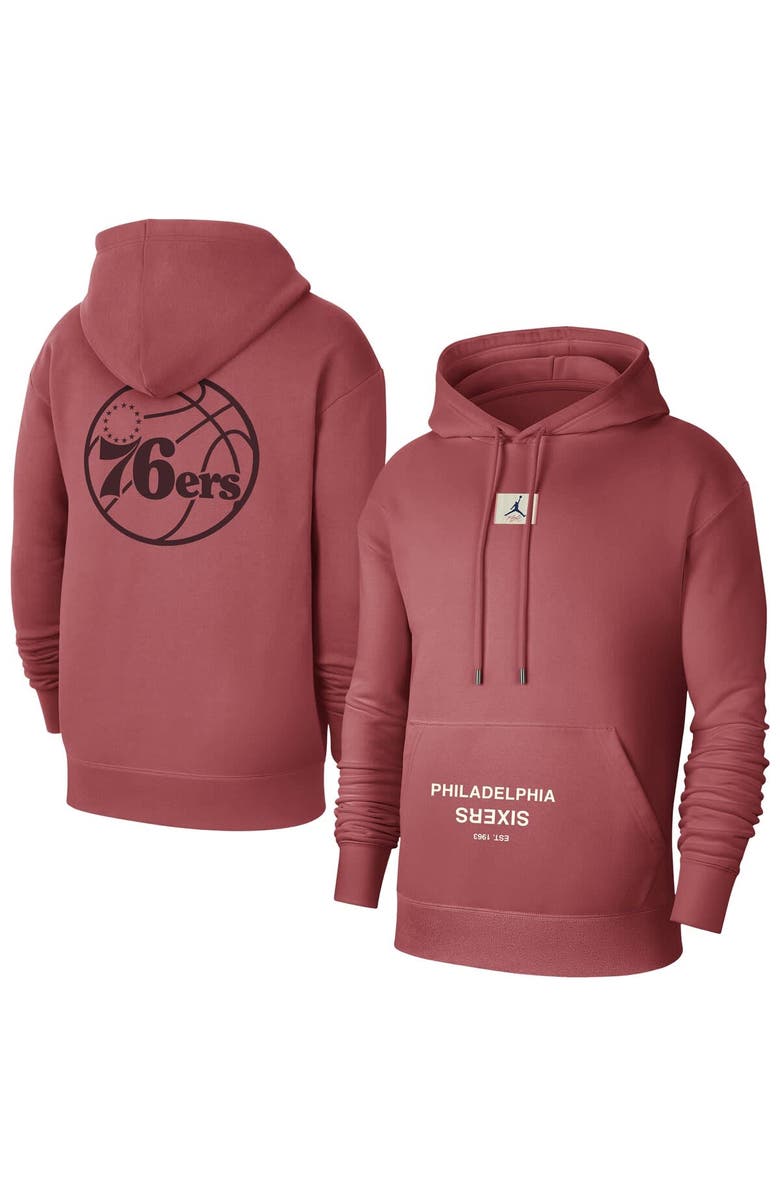 Jordan Brand Men's Jordan Brand Red Philadelphia 76ers Courtside Statement Edition Pullover Hoodie, Main, color, Red