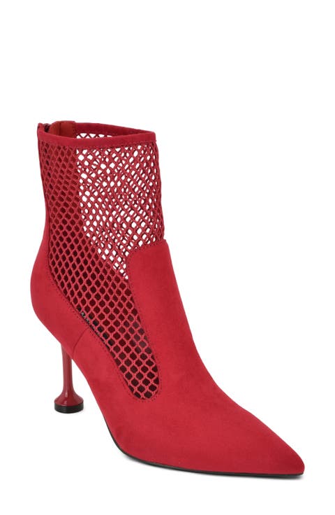 Goane Fishnet Pointed Toe Ankle Bootie
