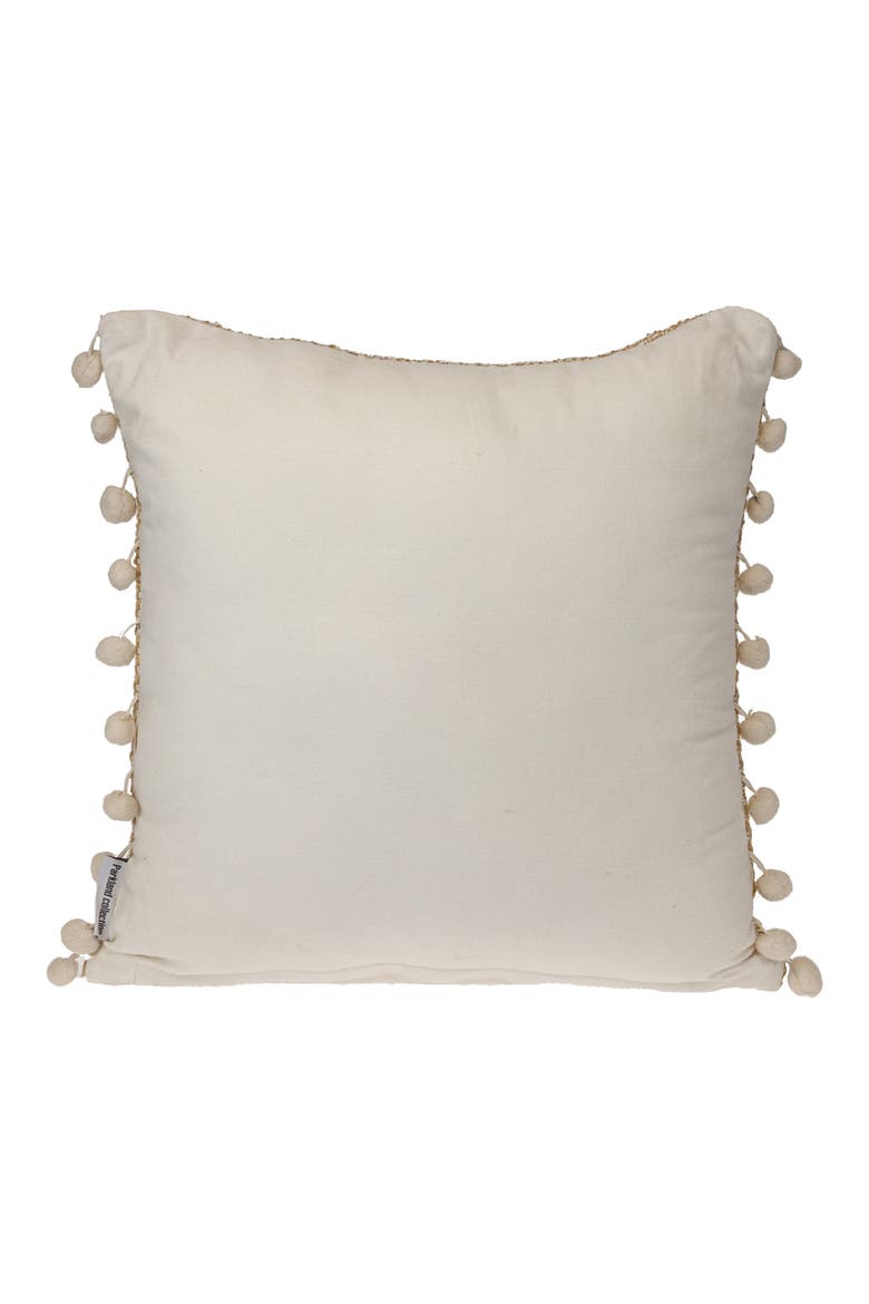 Pom Pom Trim Square Accent Pillow, Alternate, color, BEIGE