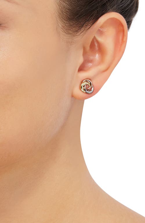 Frankie & Zoe Love Knot Button Stud Earrings In Tri-color