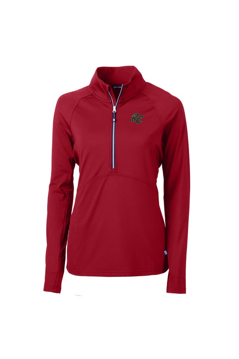 Women's Cutter & Buck Red Sacramento River Cats Adapt Eco Knit Stretch Recycled Half-Zip Top, Alternate, color, Red