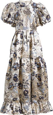 【sister jane】Carp メタリック 花柄 マキシ ドレス Sister Jane Carp Metallic Floral Puff Sleeve Maxi Dress