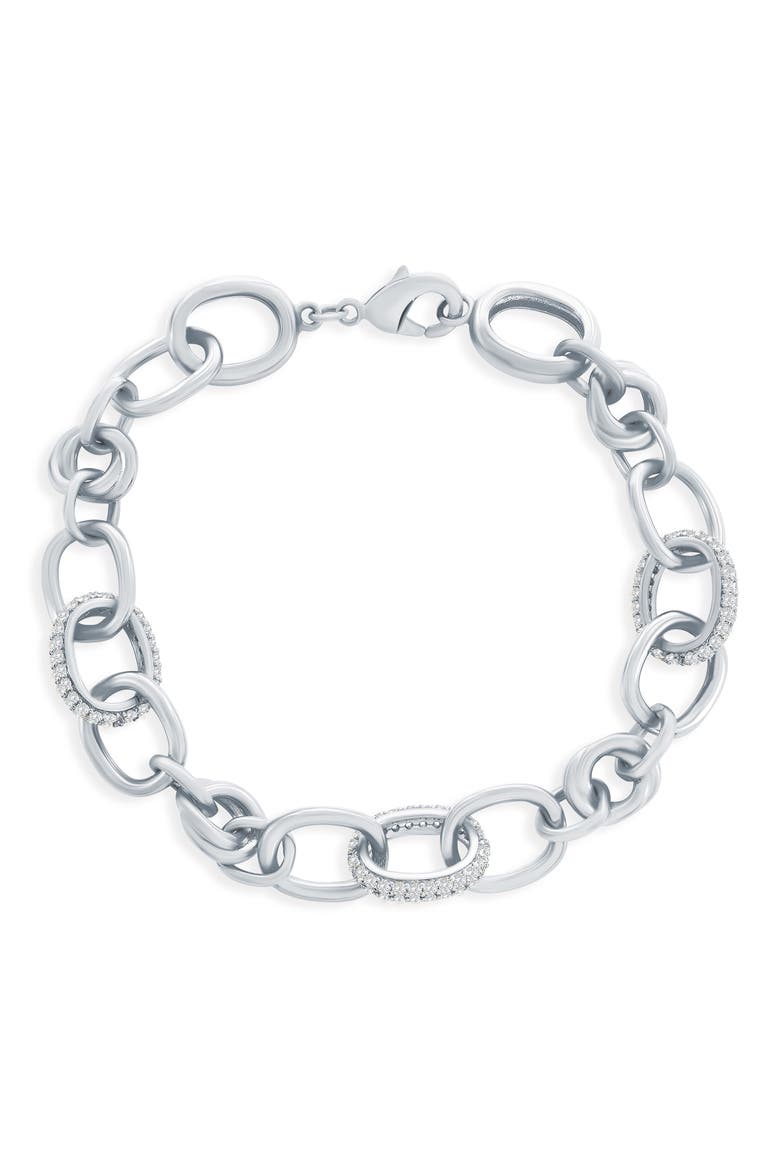 Pavé Cubic Zirconia Oval Link Bracelet, Main, color, GOLD