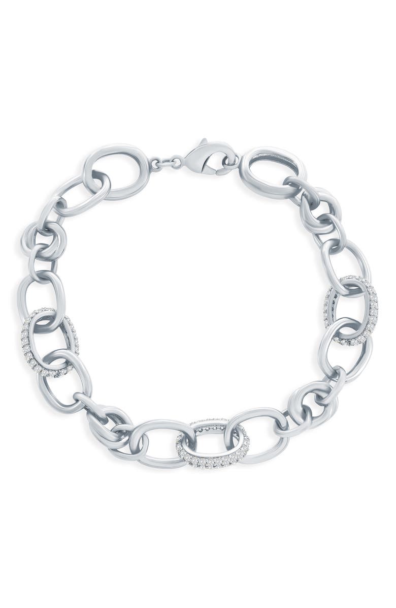 SIMONA Pavé Cubic Zirconia Oval Link Bracelet, Main, color, Gold