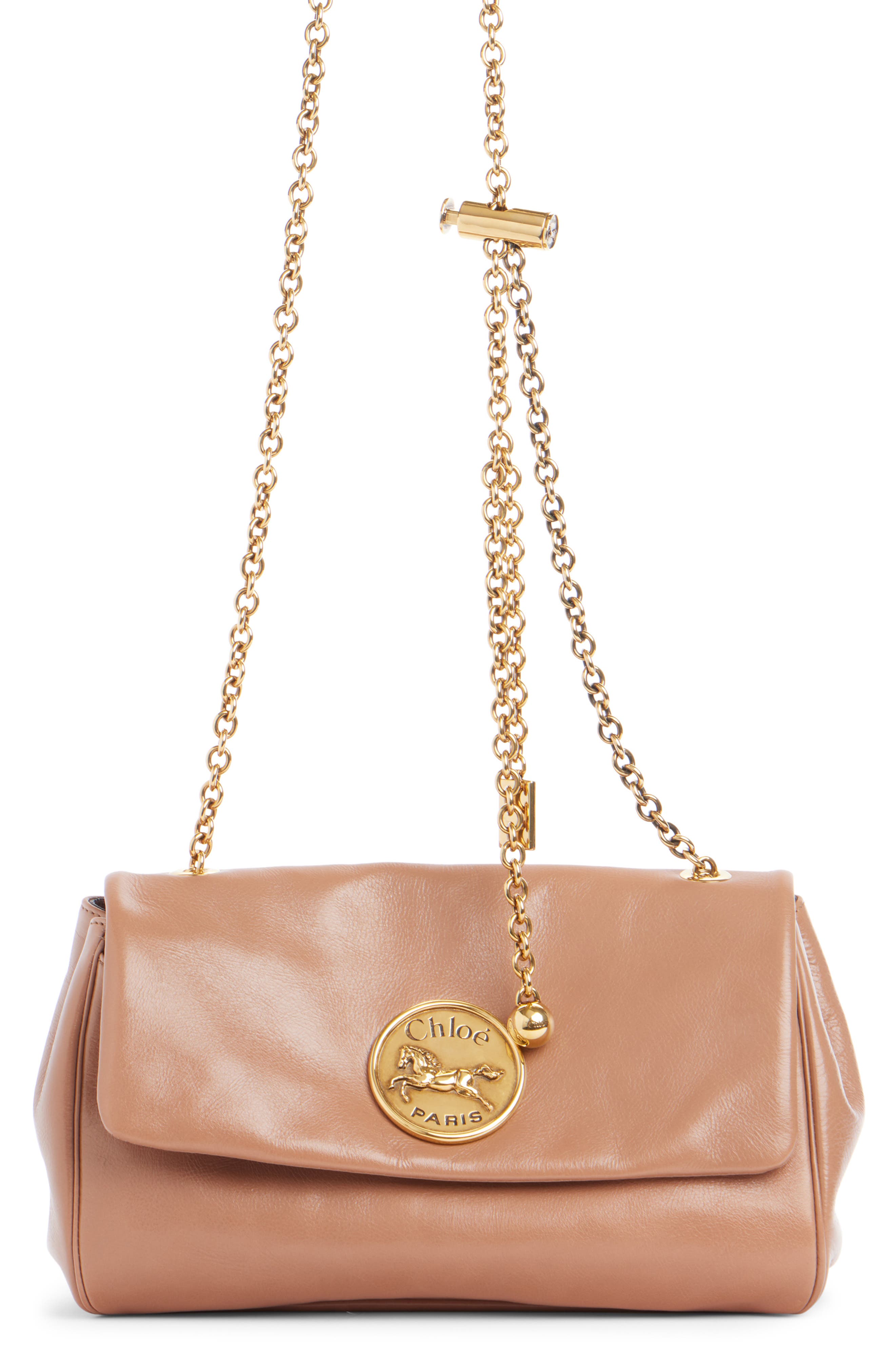 Chloé Heritage Leather Shoulder Bag, Main, color, Woodrose