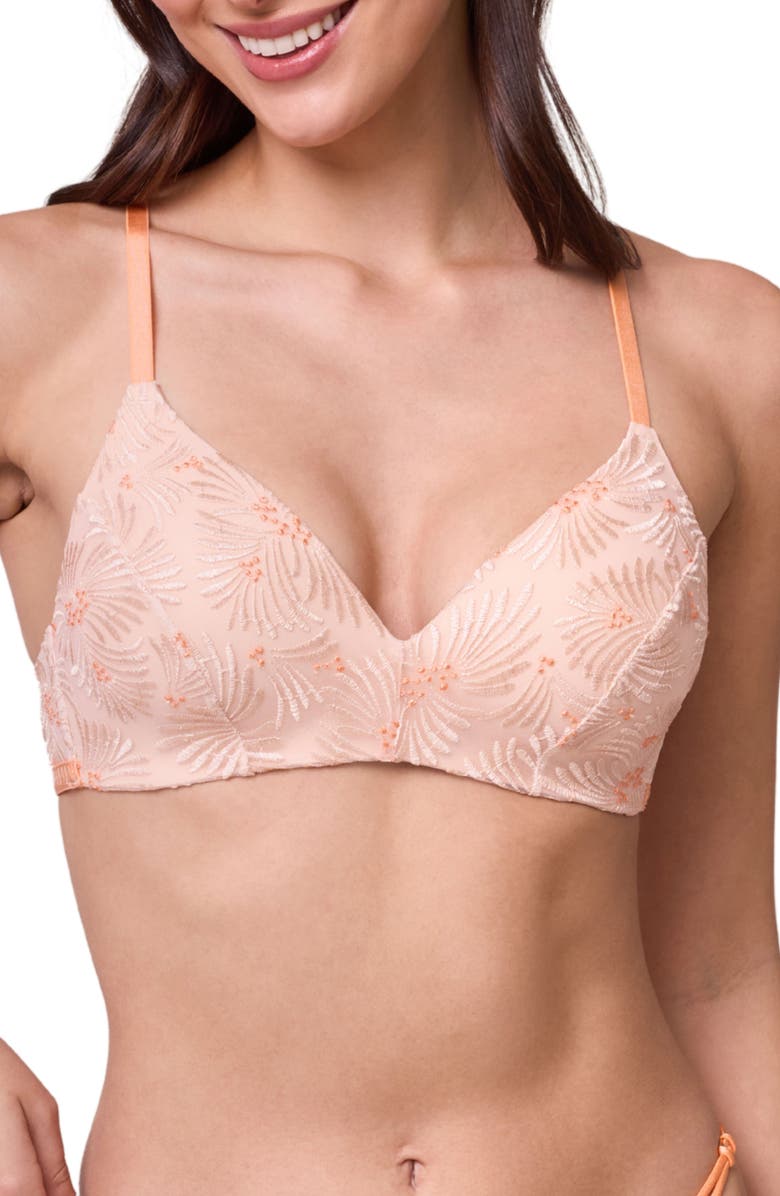 Montelle Intimates Tangerine Dream Wire Free Bra, Main, color, Champagne/ Tangerine