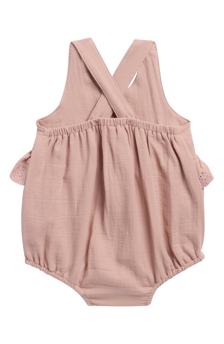 QUINCY MAE Penny Embroidered Ruffle Trim Romper, Alternate, color, Mauve