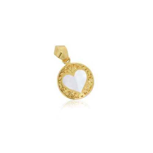 The Lovery Fine Jewelry Mother Of Pearl Lace Heart Charm In Silver