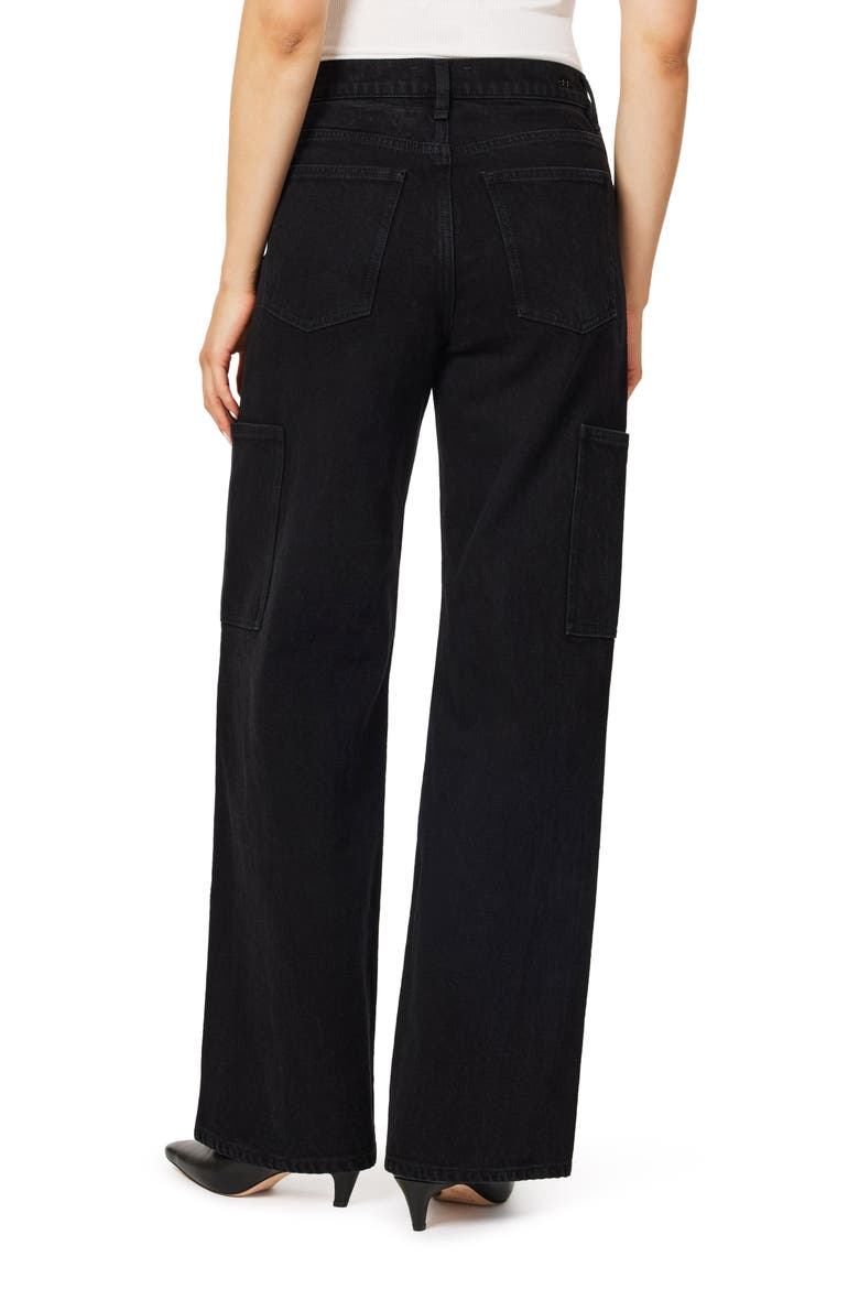 Hollis High Waist Wide Leg Cargo Jeans, Alternate, color, JET BLACK