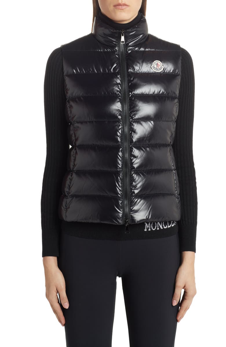 Moncler Ghany Water Resistant Shiny Nylon Down Puffer Vest, Main, color,