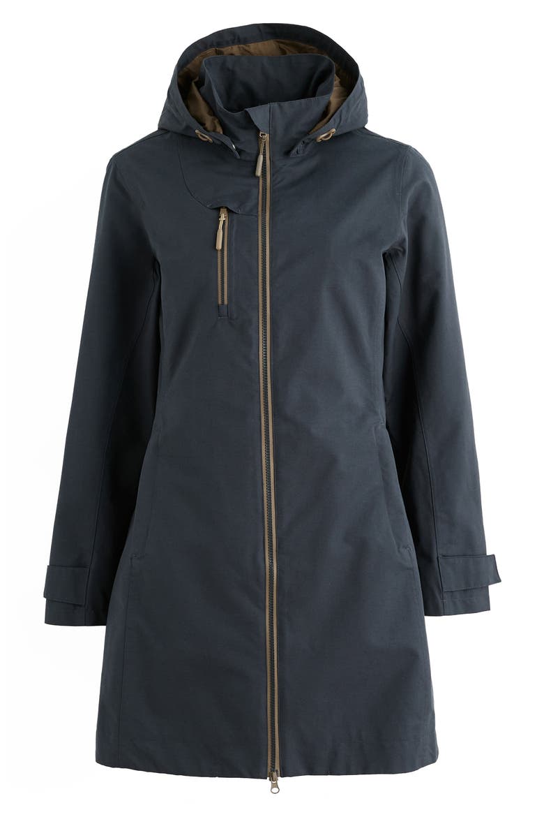 Coverack Waterproof Organic Cotton Raincoat with Removable Hood, Alternate, color, INKWELL