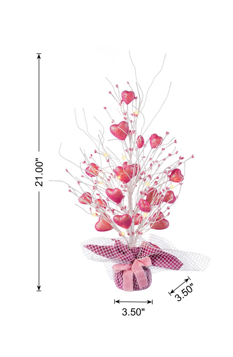 Glitzhome 21"H Lighted Valentine's Pink Heart Table Tree, Alternate, color, Red
