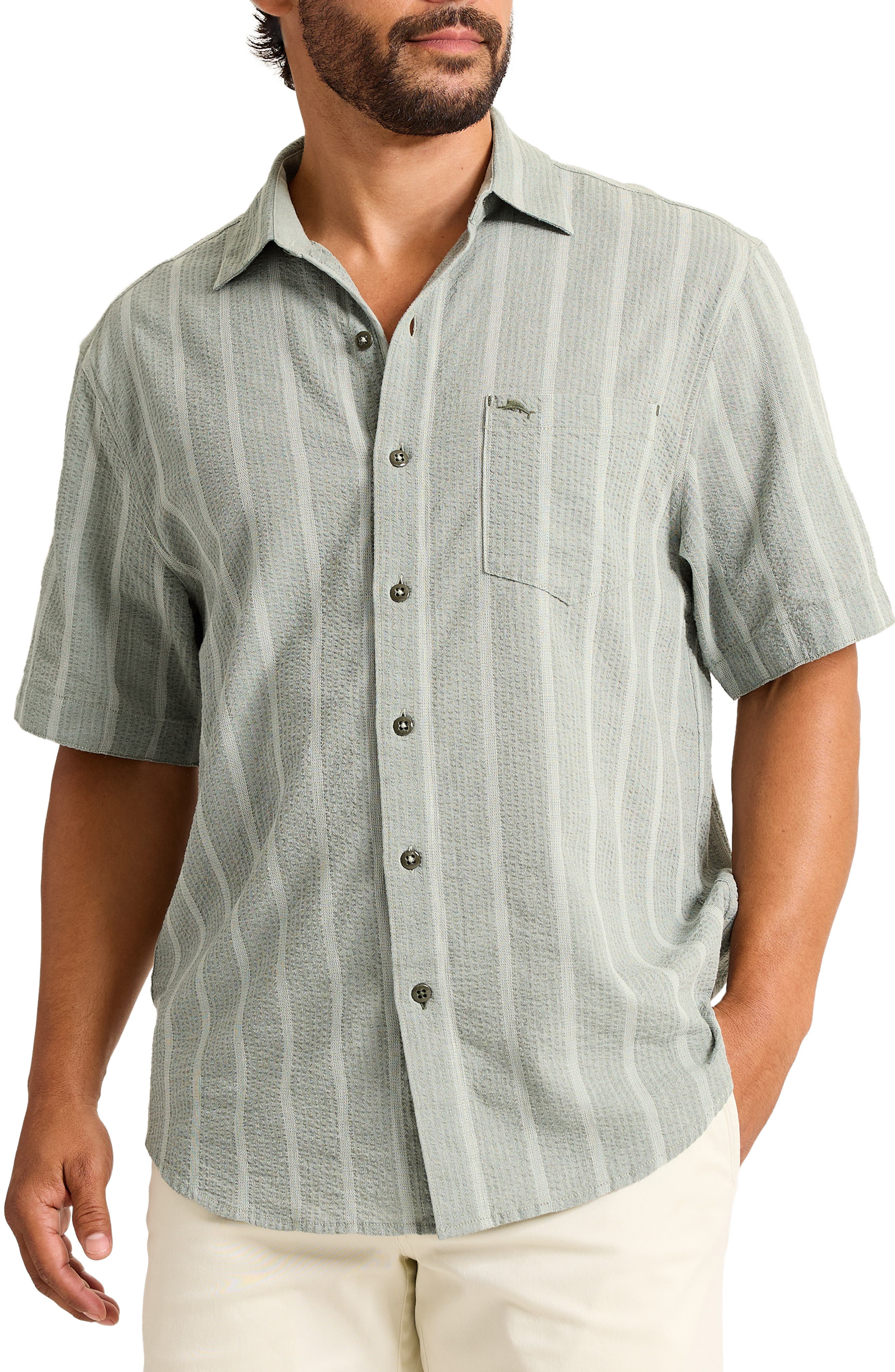 Nova Wave Short Sleeve Seersucker Button-Up Shirt - image 5
