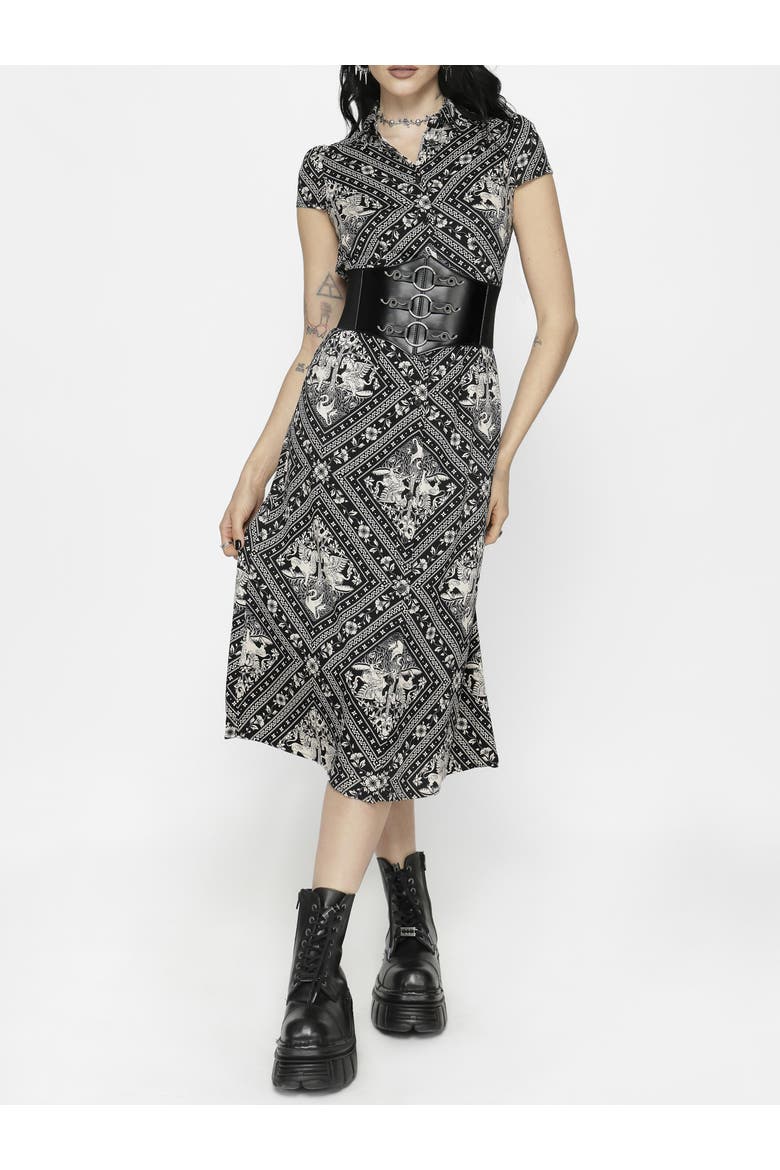 Hexweave Fitted Midi Shirt Dress, Alternate, color, Black