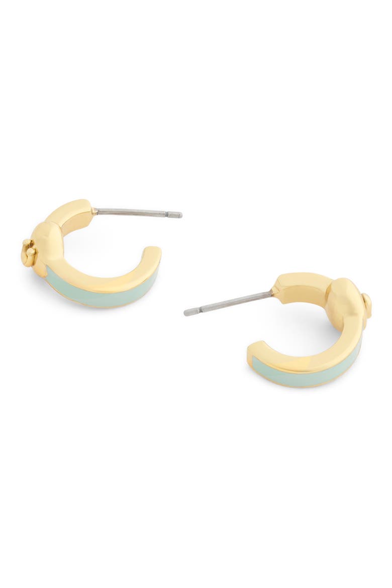 Heart Enamel Huggie Hoop Earrings, Alternate, color, GREEN/ GOLD