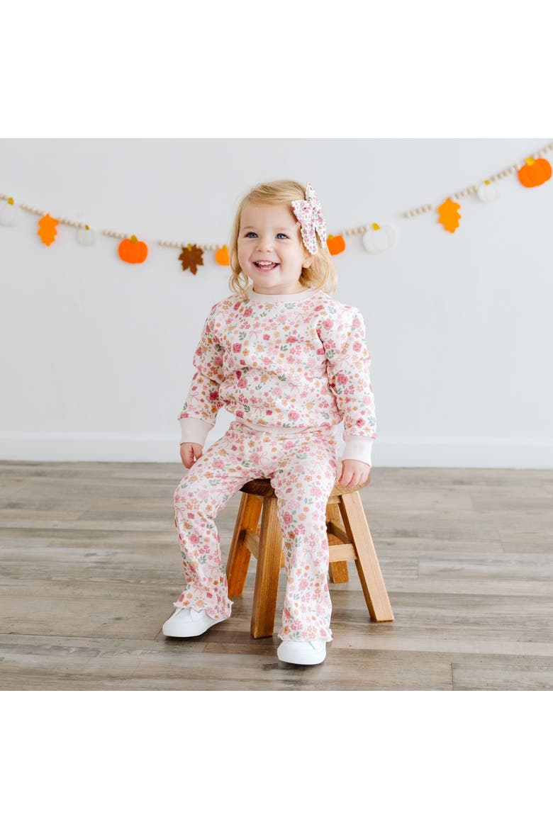 Berry Floral Sweatshirt & Flare Legging Set, Alternate, color, Mauve