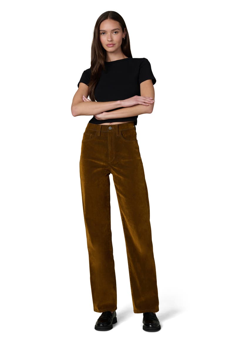 The Margot Flocked High Waist Straight Leg Jeans, Alternate, color, BRONZE BROWN