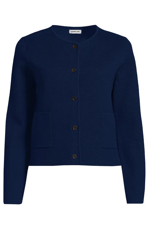 Lands' End Fine Gauge Cotton Milano Blazer Sweater In Blue